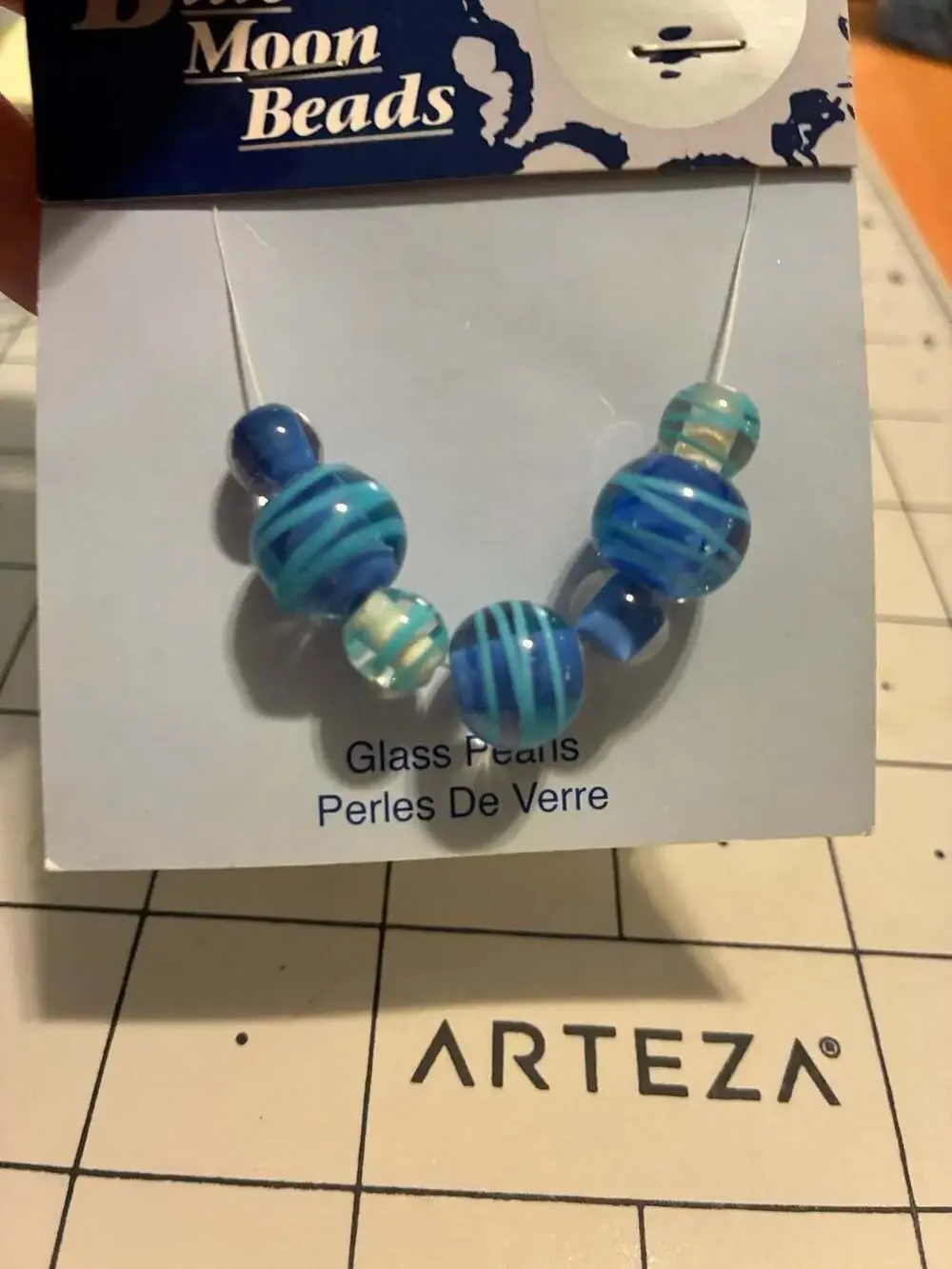 Blue Moon Beads Glass Ribbon Sapphire Beads 7-Piece Set
